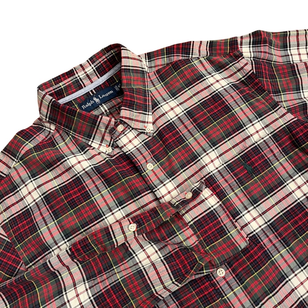 Polo Ralph Lauren Men's Long Sleeve Plaid‎ Oxford Shirt Classic Fit White/Red XL - Picture 2 of 8